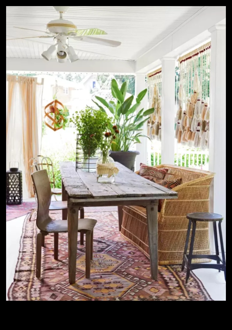 עיצוב חדר אוכל בהשראת בוהמית עם צבעים נועזים