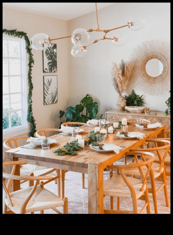 עיצוב חדר אוכל בהשראת בוהמית עם צבעים נועזים